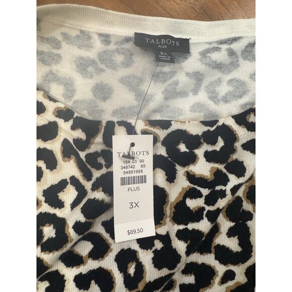 Talbots Top Womens Plus 3X Open Knit Pullover Sweater Cheetah New Tags $89 - Picture 8 of 12